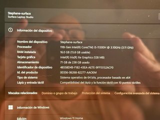 Microsoft Surface Laptop Studio Teclado Francés