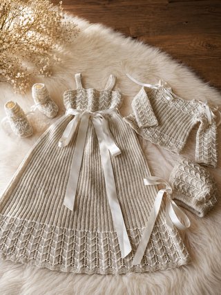 Conjunto bautizo tejido 0-3 meses hecho a mano