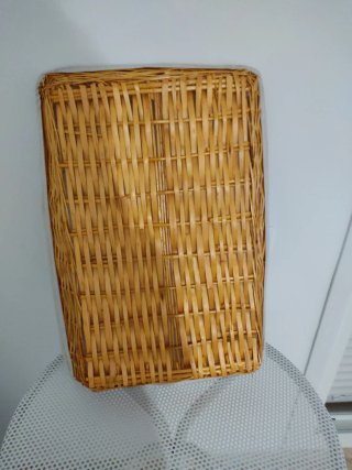 Cesta grande mimbre y tela