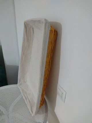 Cesta grande mimbre y tela