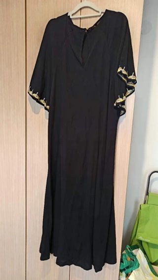 Vestido caftán Boho Chic Negro Talla Única