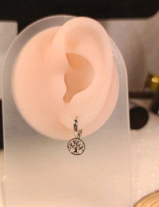Pendientes Árbol de la Vida Acero Plateado. Aço