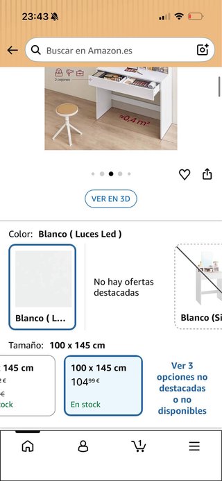 Tocador blanco con espejo y luces LED
