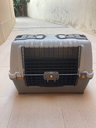 Transportín perro mediano gris y beige