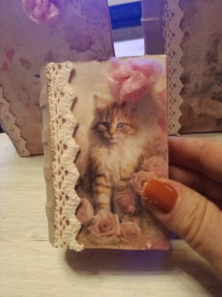 3 Cajas Decorativas Libro Gatos y Flores
