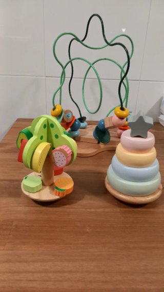 Lote juguetes de madera para bebé