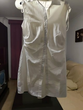 Vestido camisero blanco sin mangas