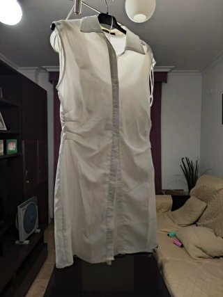 Vestido camisero blanco sin mangas