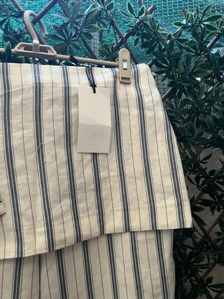 Pantalón falda rayas azul y blanco