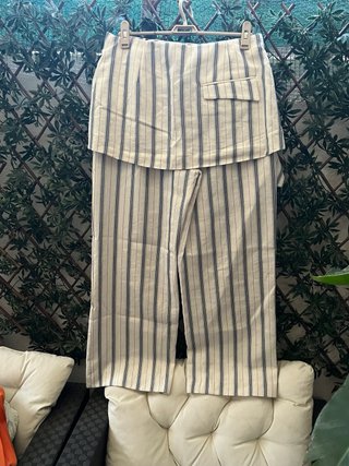 Pantalón falda rayas azul y blanco