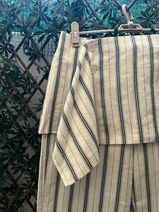 Pantalón falda rayas azul y blanco