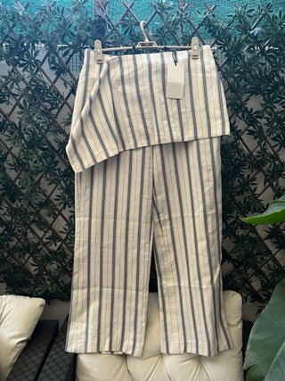 Pantalón falda rayas azul y blanco