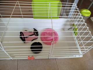 Jaula para cobaya o conejo rosa