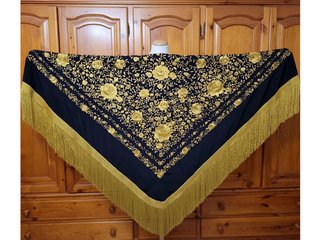 Mantón de Feria Negro y Dorado
