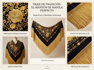 Mantón de Feria Negro y Dorado