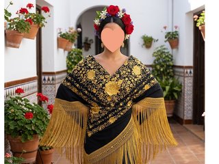Mantón de Feria Negro y Dorado