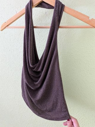 Top halter brillante marrón Talla S
