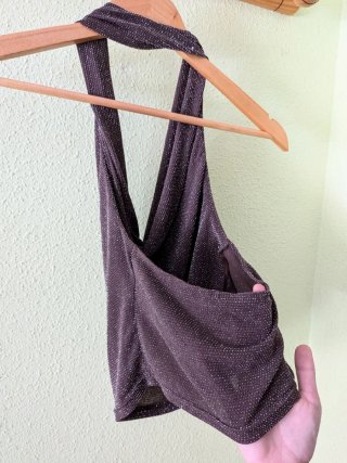 Top halter brillante marrón Talla S