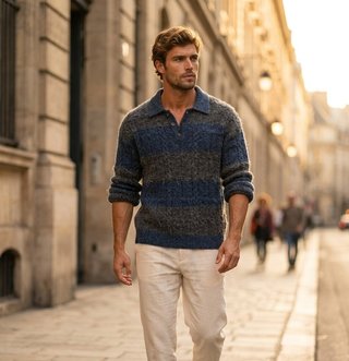 POLO PUNTO JACQUARD RAYAS, JARSEI