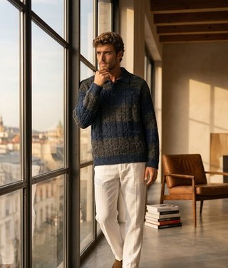 POLO PUNTO JACQUARD RAYAS, JARSEI