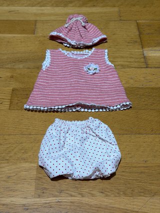 Conjunto vestido, gorro y pantalón bebé
