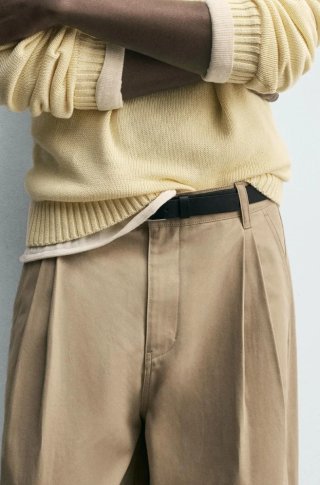 Pantalón chino ancho beige