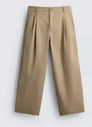 Pantalón chino ancho beige