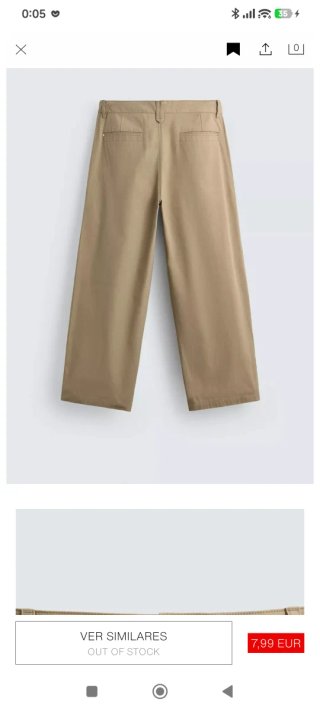 Pantalón chino ancho beige