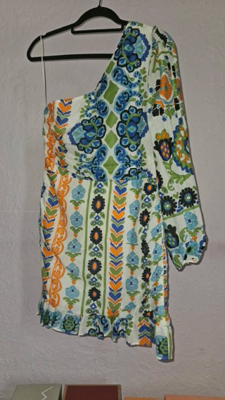 Vestido estampado multicolor una manga