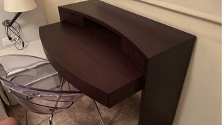 Escritorio extensible madera con cajones y silla