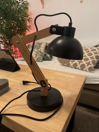 Lámpara Escritorio Madera y Metal Negra