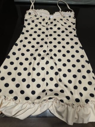 Vestido lunares beige y negro