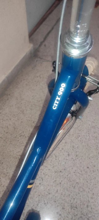 Bicicleta infantil azul con ruedines