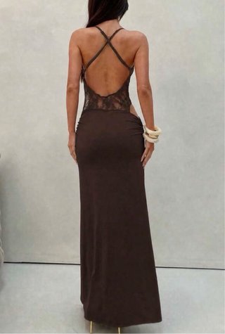 Vestido Marrón Encaje