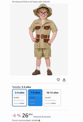 Disfraz explorador cazador infantil Talla 3-4