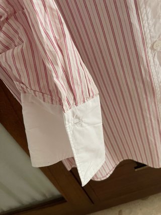 Camisa Zara Rayas Rosas y Blancas Manga Francesa