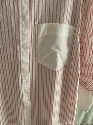 Camisa Zara Rayas Rosas y Blancas Manga Francesa