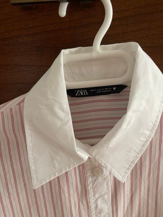 Camisa Zara Rayas Rosas y Blancas Manga Francesa