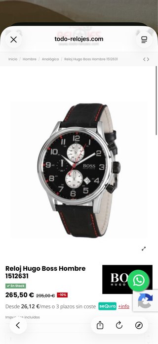Reloj Hugo Boss Cronógrafo Negro/Plata