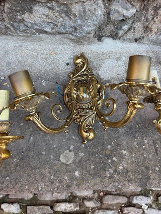 Conjunto candelabros y apliques pared de Bronce