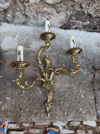 Conjunto candelabros y apliques pared de Bronce