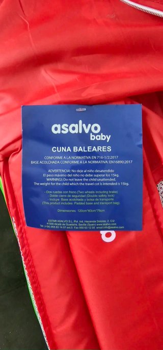 Sin ESTRENAR Cuna de viaje Asalvo Baby roja