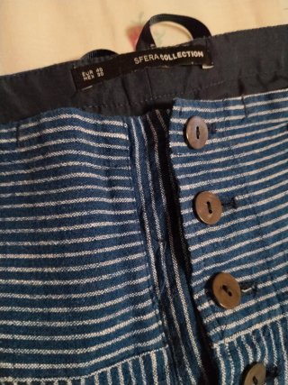 Pantalón De Lino rayas azul marino Sfera 18€