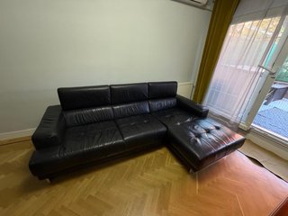 Sofá esquinero de piel negro