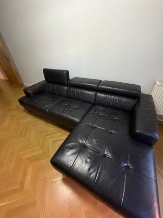Sofá esquinero de piel negro