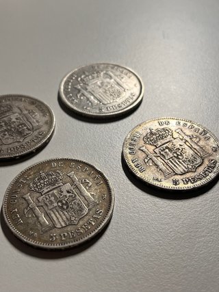 4 Monedas Alfonso XII 5 Pesetas Duros