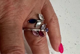 Anillo Lotus Silver Hojas Zirconia