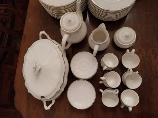 Vajilla San Claudio Porcelana Blanca y Oro