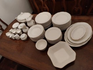 Vajilla San Claudio Porcelana Blanca y Oro