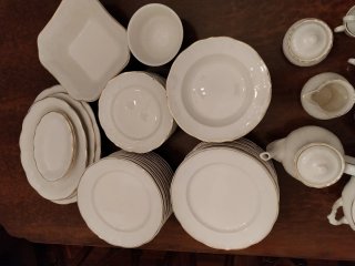 Vajilla San Claudio Porcelana Blanca y Oro